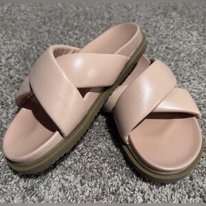 Pink Cross Strap Slides